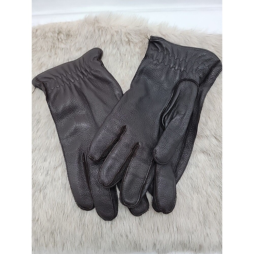 Vintage Portolano Men’s Brown Leather Gloves Cashmere Lined Size XL